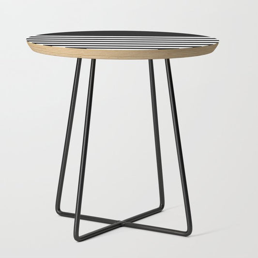 Elegant Black & White Stripes Side Table Gallery Image 2