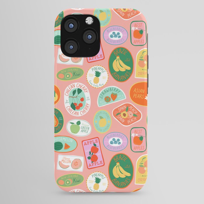 Vintage fruit sticker label cartoon pattern iPhone Case Gallery Image 44