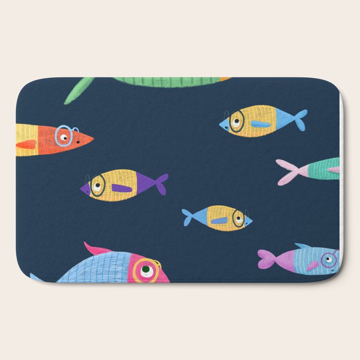 Multicolor fishes - blue Bath Mat Gallery Image 2