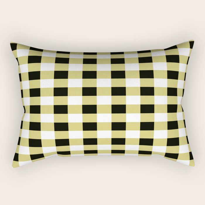 Gingham Large Yellow Black White Rectangular Pillow Gallery Image 1