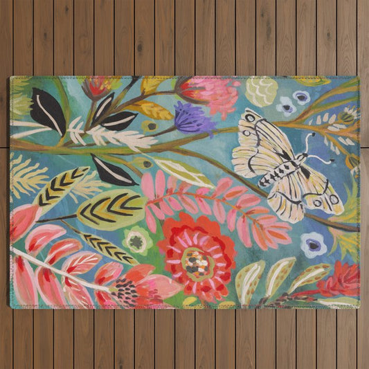 Butterfly Floral Outdoor Rug Gallery Image 2