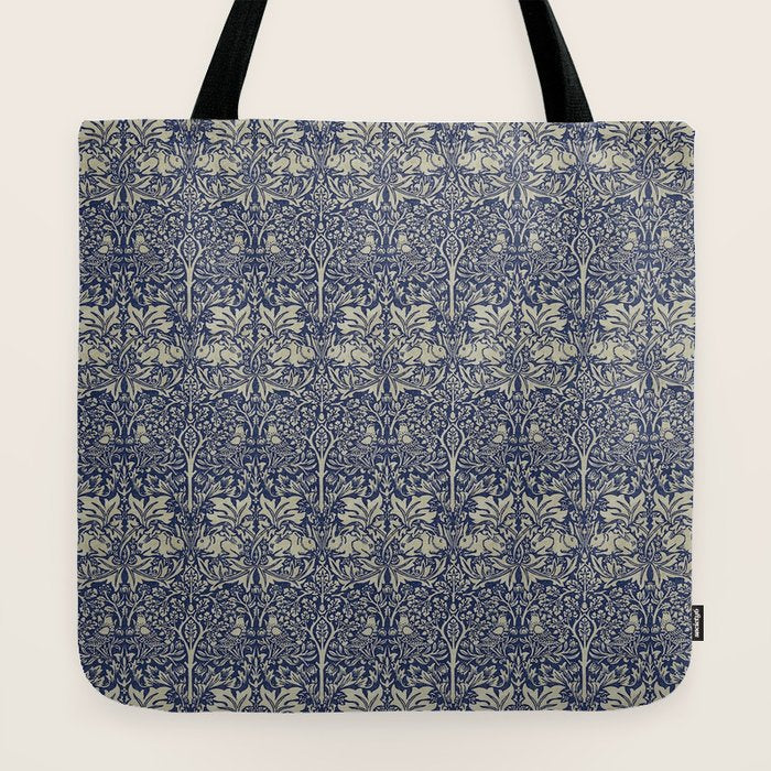 William Morris Brer Rabbit Indigo Blue Vintage Pattern Tote Bag Gallery Image 2