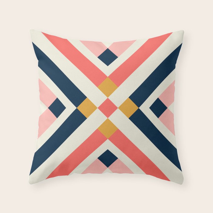 Bold Geometric Quilt Block Throw Pillow Gallery Image 5
