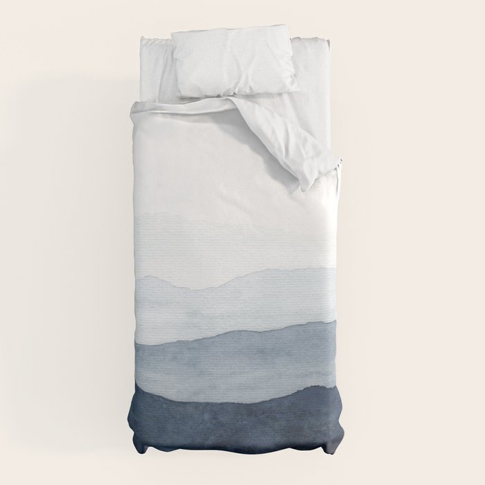 Indigo Abstract Watercolor Mountains Duvet Cover Gallery Image 10
