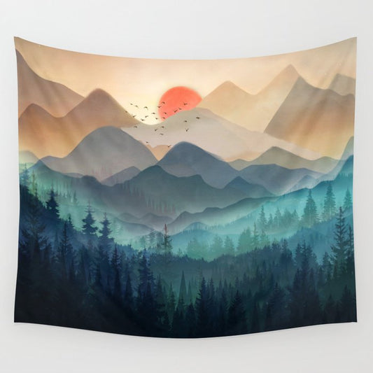 Wilderness Becomes Alive at Night Wall Tapestry Gallery Image 2