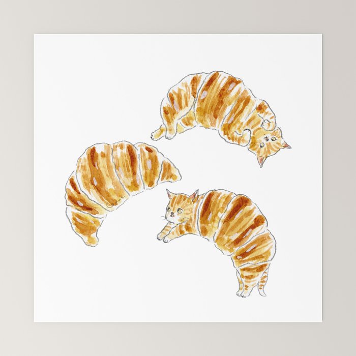 Croissant Cats Mini Art Print Gallery Image 6