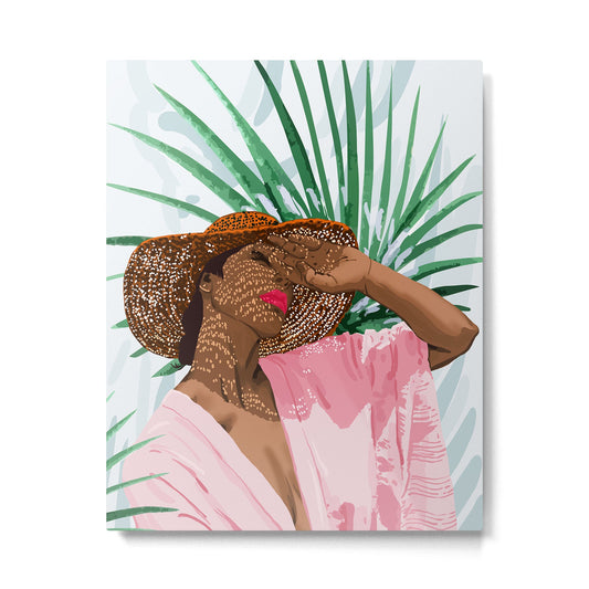 Sunshine in My Soul | Black Woman Tropical Travel | Modern Boho Palm Summer Vacation Fashion Metal Print Gallery Image 2