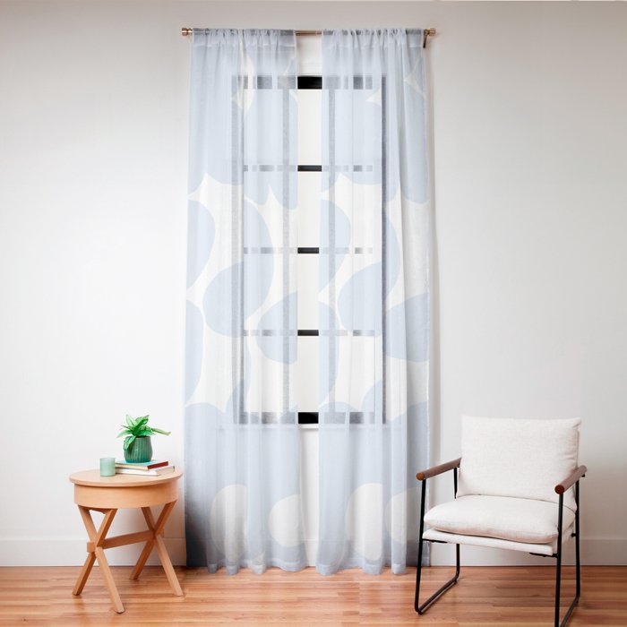 Large Baby Blue Retro Flowers White Background #decor #society6 #buyart Window Curtain Gallery Image 24