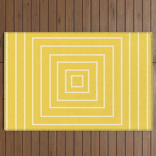 Layers yellow Outdoor Rug Gallery Image 2