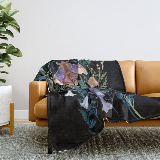 Sphinx Moth Moon Garden Throw Blanket Gallery Image 2