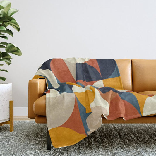 mid century abstract shapes fall winter 3 Throw Blanket Gallery Image 2