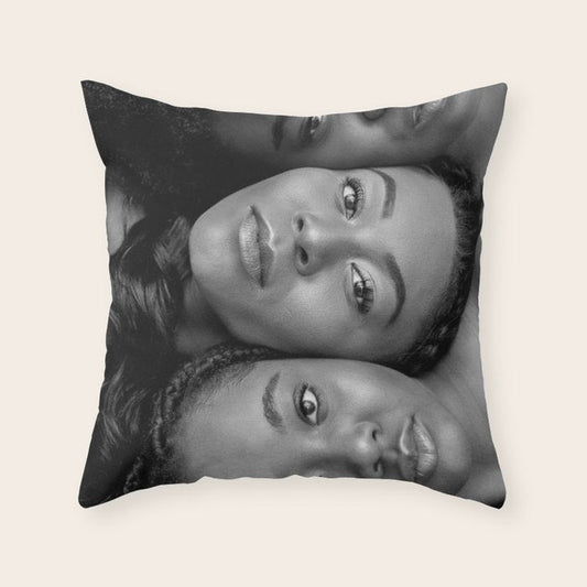 African American Women in black and white Throw Pillow Gallery Image 2