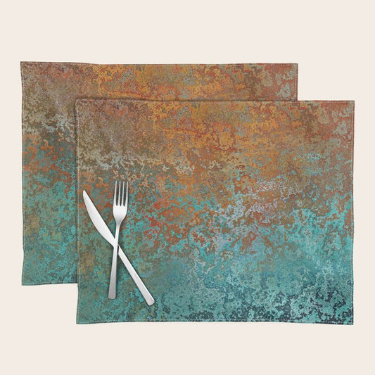 Vintage Copper and Teal Rust Placemat Gallery Image 2