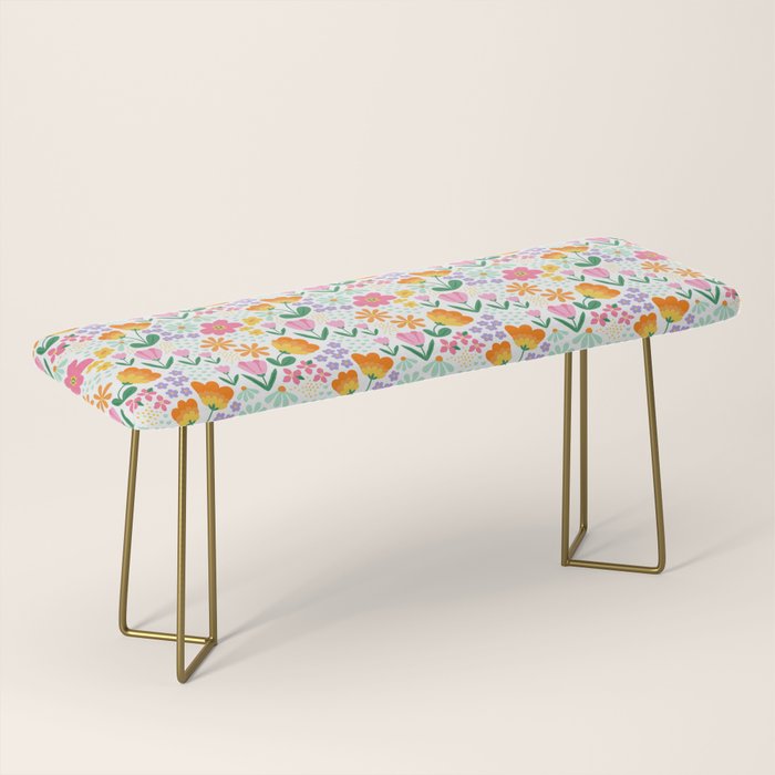 Colorful retro flower folk art pattern Bench Gallery Image 2