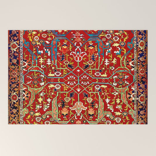Heriz Azerbaijan 19th Century Floral Rug Welcome Mat Gallery Image 2
