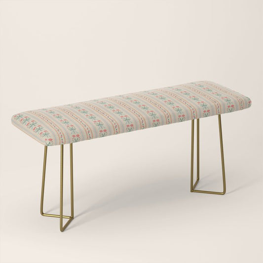 Vintage rose flower bouquet stripe art pattern Bench Gallery Image 2