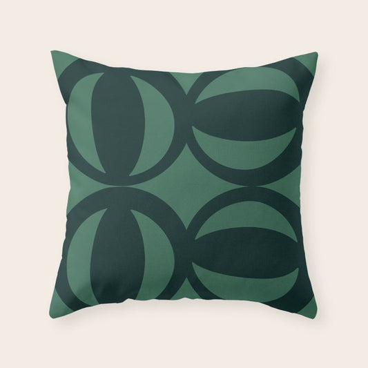 Retro Orbit Forest Green - Mid Century Modern Geometric Throw Pillow Gallery Image 2