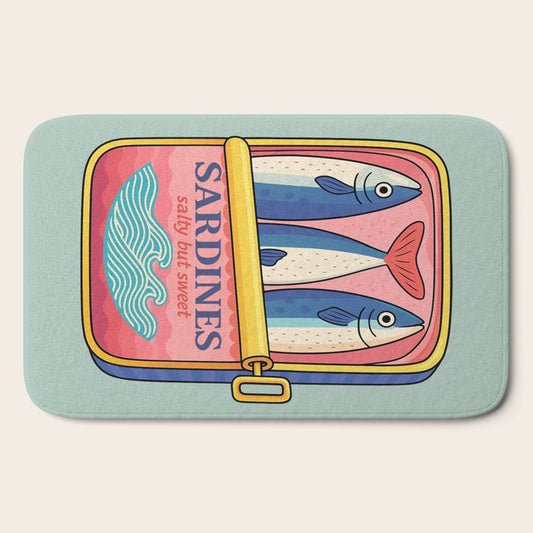 Tin of Love - Sardines in a Can with Heart Tail Bath Mat Gallery Image 2