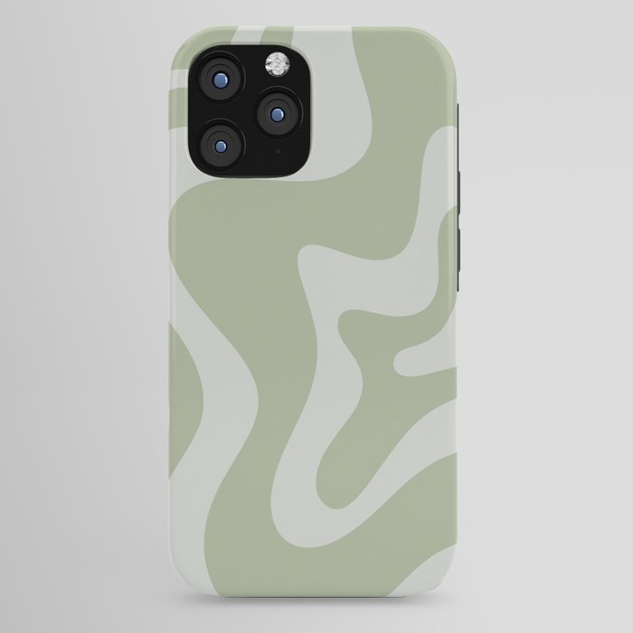 Retro Liquid Swirl Abstract Pattern in Sage Green iPhone Case Gallery Image 44