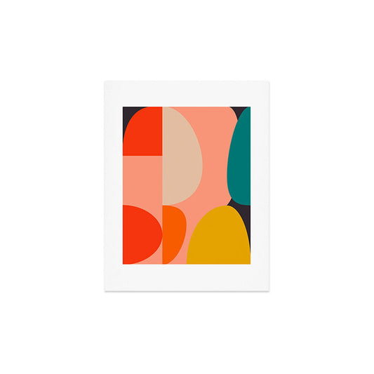 geometry shape mid century organic blush curry teal Art Print Gallery Image 2