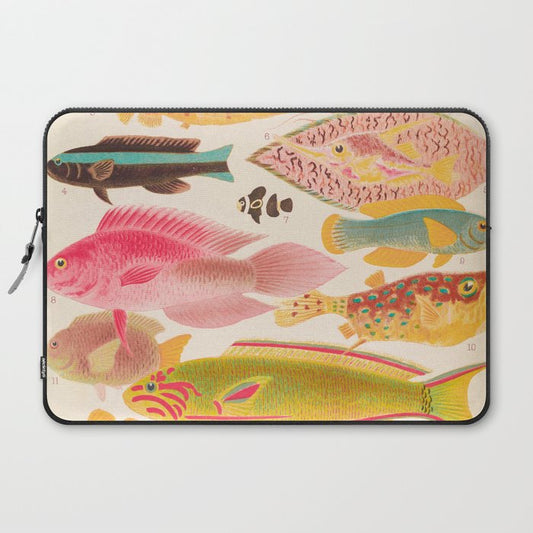 Colorful Tropical Fishes Vintage Sea Life Illustration Laptop Sleeve Gallery Image 2