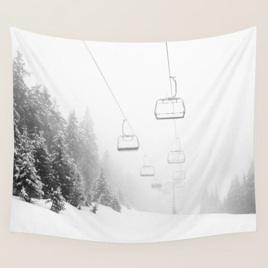 Ski Gondolas - Ski Lift Wall Tapestry Gallery Image 2