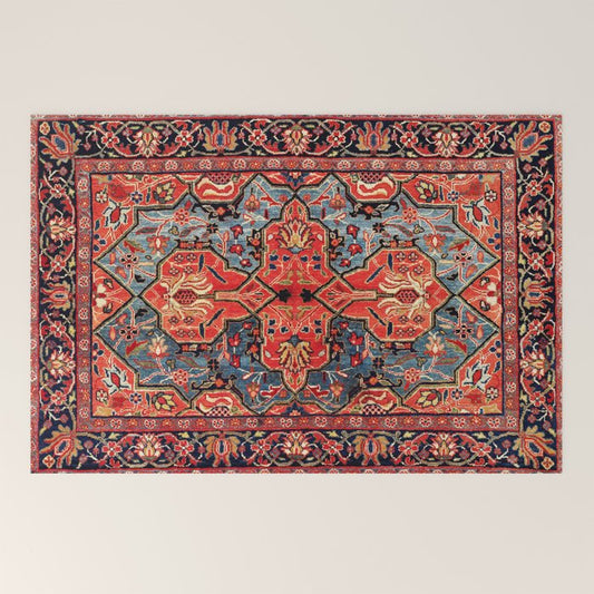 Kashan Poshti Central Persian Rug Print Welcome Mat Gallery Image 2