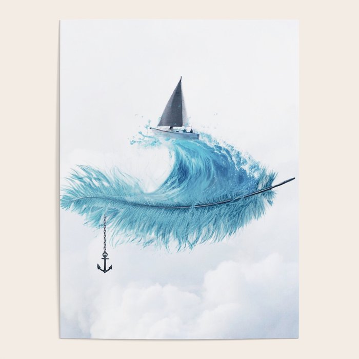 Water Feather ⢠Blue Feather I Poster Gallery Image 3