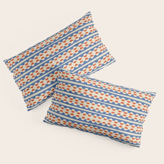 Dots and Lines - Blue and Red Pillow Sham Gallery Image 2