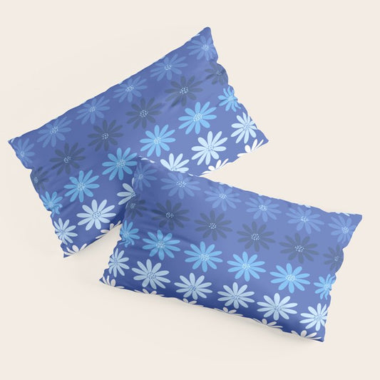 Ombre Abstract Daisies on Cobalt Blue Pillow Sham Gallery Image 4