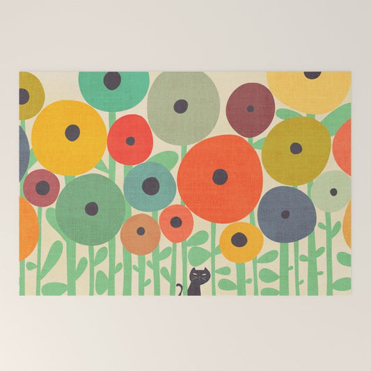 Cat in flower garden Welcome Mat Gallery Image 2
