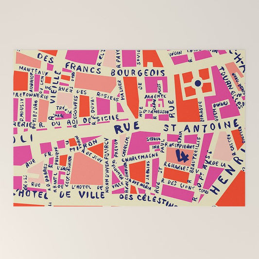 paris map pink Welcome Mat Gallery Image 2