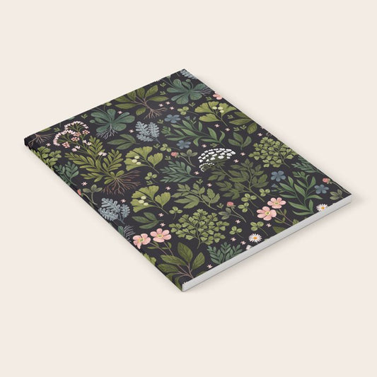 Herbarium ~ vintage inspired botanical art print ~ black Notebook Gallery Image 2