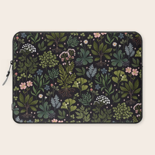 Herbarium ~ vintage inspired botanical art print ~ black Laptop Sleeve Gallery Image 2