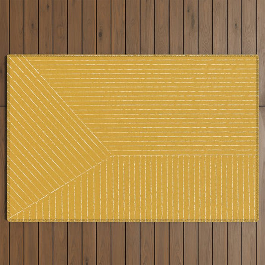 Lines (Mustard Yellow) Outdoor Rug Gallery Image 2
