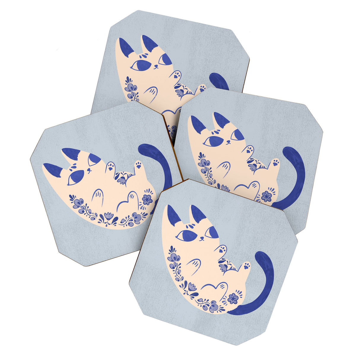Purrcelin Cat Butt - Charming Delft Pottery Kitty Coaster Gallery Image 1