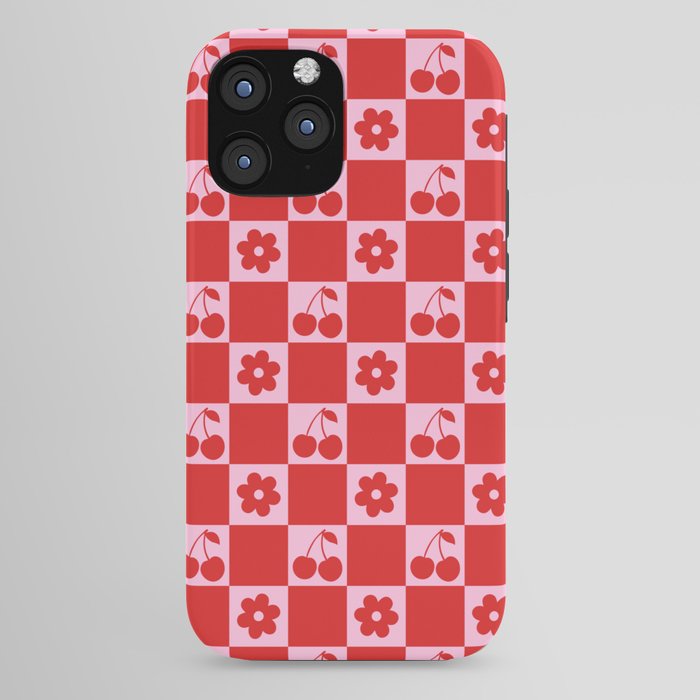 Cherry Flowers Pink & Red Checker iPhone Case Gallery Image 44