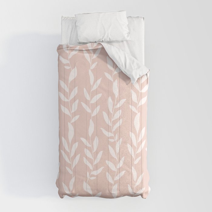 Blush Pink Minimal Plants Pattern Comforter Gallery Image 10