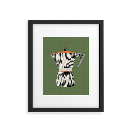 Zebra Moka in Olive Framed Art Print Gallery Image 2