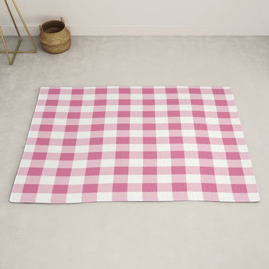 Gingham Large Pink White Rug Gallery Image 2