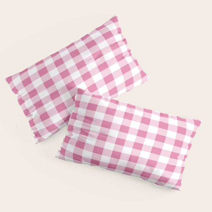 Gingham Large Pink White Pillow Sham Gallery Image 4