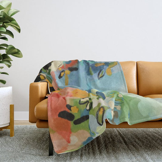 garden with sea view and olive tree Throw Blanket Gallery Image 2