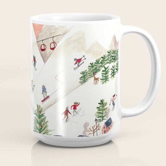Skiing in snow mountains Coffee Mug Gallery Image 2