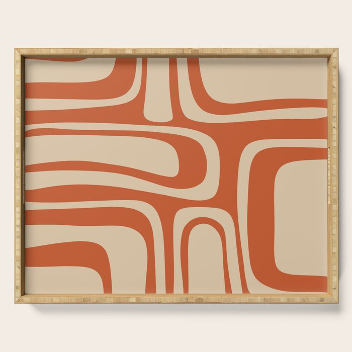Palm Springs - Midcentury Modern Retro Pattern in Mid Mod Beige and Burnt Orange Serving Tray Gallery Image 1