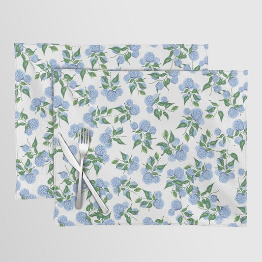 Hydrangea blue flowers, botanicals, blue and white floral Placemat Gallery Image 2