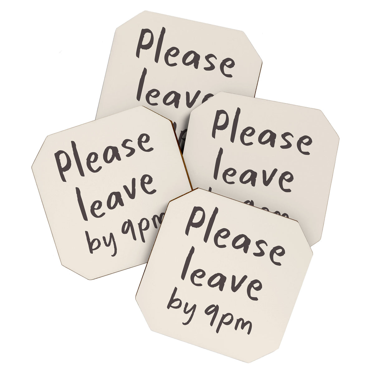 Please Leave By 9pm, Funny Hallway Print Coaster Gallery Image 1