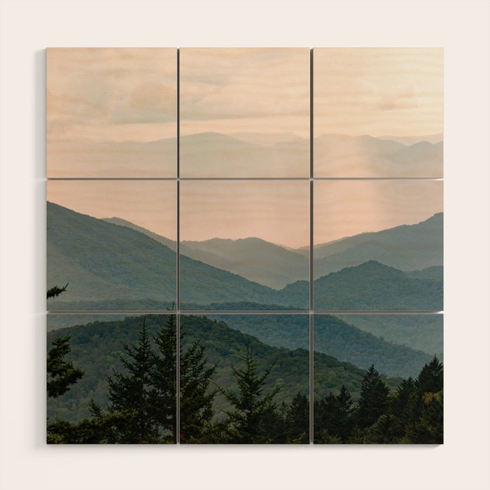 Smoky Mountain Pastel Sunset Wood Wall Art Gallery Image 3