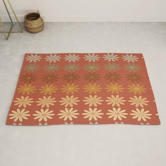 Ombre Abstract Daisies on Mandarin Orange Rug Gallery Image 2