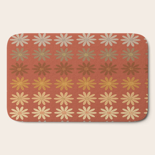 Ombre Abstract Daisies on Mandarin Orange Bath Mat Gallery Image 2