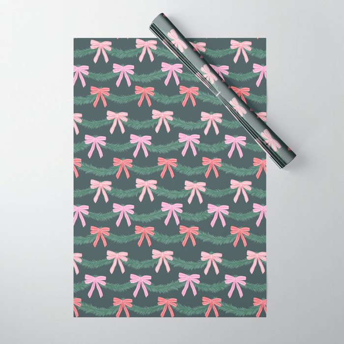 Christmas Garland with Bows Wrapping Paper Gallery Image 1